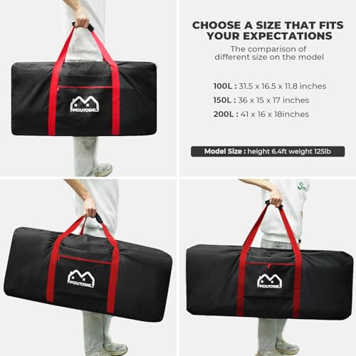 Extra Large Duffle Bag for Travel, 100L Camping Sports Equipment Storage, Waterproof Foldable Luggage Bag with Padded Handles (Red)4