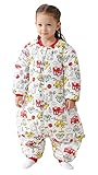 Chilsuessy Baby Winter Schlafsack 3.5 Tog Babyschlafsack mit Füssen Strampler warm wattiert Schlafsäcke mit abnehmbar Ärmel Schlafanzug Kinder Schlafsack, Auto, L/Baby Höhe 100-110cm