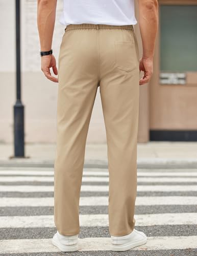 Image of COOFANDY Mens Casual Chino Pants Elastic Waist Classic-Fit Dress Slacks | Hybrid Waistband, Flat Front, Lightweight, Stretchy, Comfortable, Straight Leg, Business Casual Trousers
