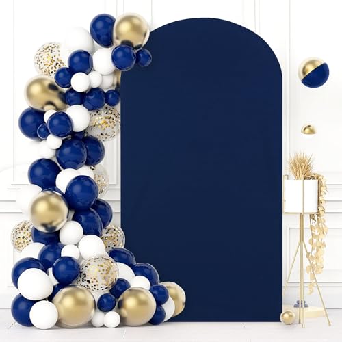 PATYDEST Wedding Arch Frame Cover 7.2ft Chiara Arch Cover Spandex Navy Blue Arch Backdrop Cover Round Top Balloon Arch Stand Covers Stretch Arched Backdrop for Birthday Graduation Party Celebration by PATYDEST - Used condition - Image 2