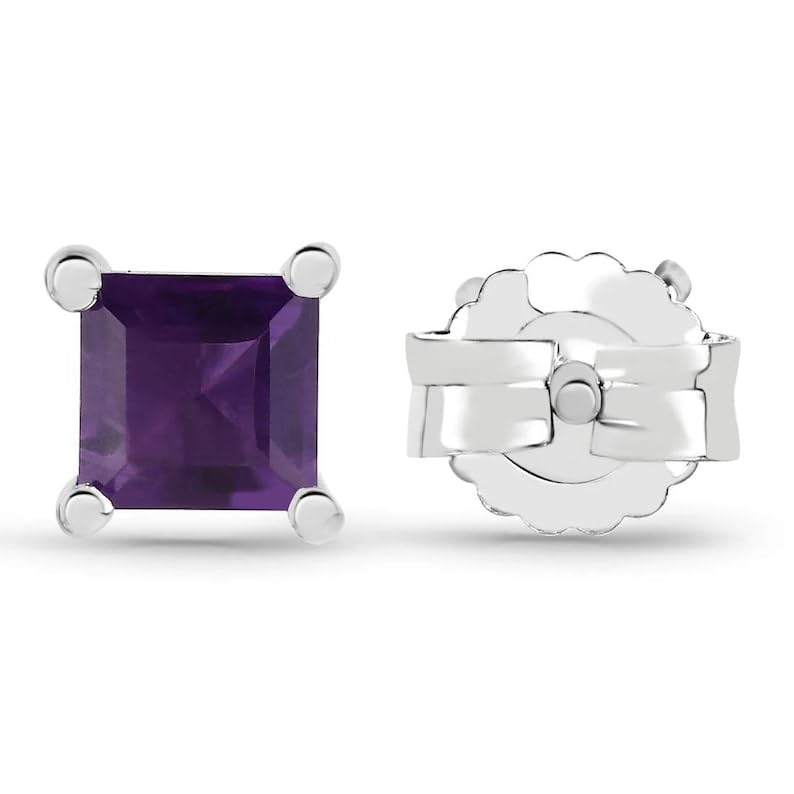 Boucles d'oreilles améthyste naturelle argent 925 LKSTD_0438 - 3