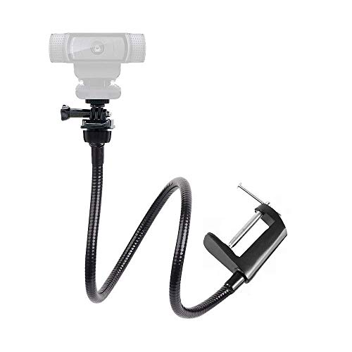 25 inch Flexible Jaw Long Arm Swivel Clamp Clip Mount Holder Stand for Logitech Webcam C925e C922x C922 C930e C930 C920 C615 (Renewed)