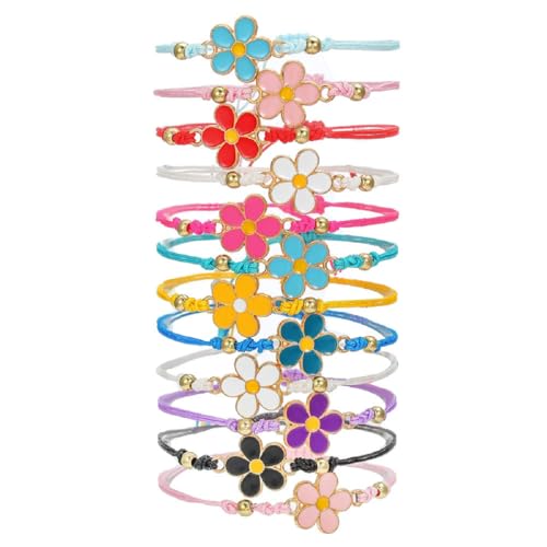 Caiyao 8/12Pcs Bohemian Colorful Daisy Flower Bracelets