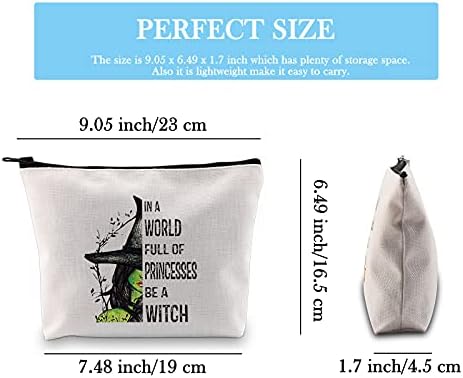 Novelty Cosmetic Bag with Inspired Zipper Closure in A World Full of Princesses Be A Witch Makeup Bag Gift (Be A Witch Bag EU)