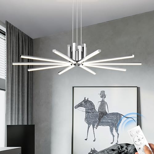 JYUWRIVG Modern Led Chandelier, Dimmable Sputnik Light Fixture with Remote