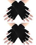 SATINIOR Fingerlose Strick Handschuhe Warme HalbFinger Handschuhe Winter Strick Fahrhandschuhe für Männer Frauen Kaltes Wetter (2 Paar)