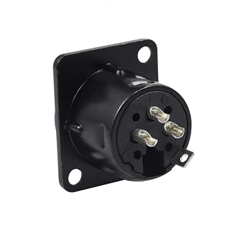 XLR Male Jack 3 Pin Panel Mount Jacks, XLR-M Socket Audio Speaker Microphone Connector 5Pcs,Black Metal Housing