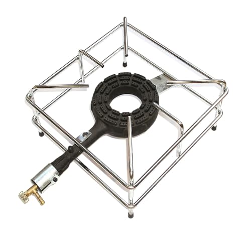 FORNELLONE CROMATO 30x30 FORNELLO A GAS GPL 4PIEDI BRUCIATORE GHISA C/RUBINETTO