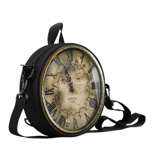 Image of Women Novelty Round Clock Shape Zippered Clock Purses for Women Tote Handbag Shoulder Bag, Gift for Mom Girlfriend