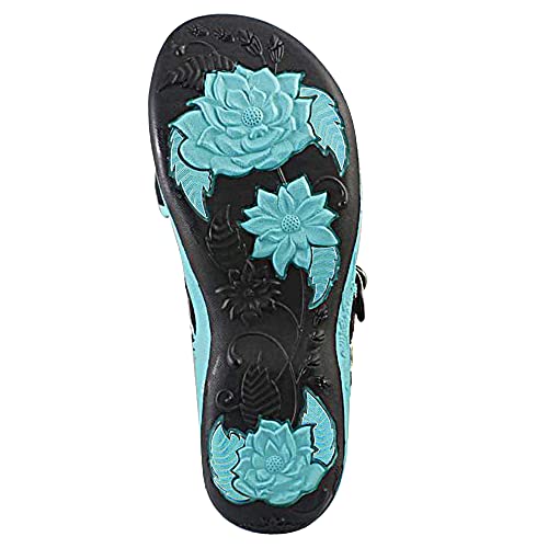 Gold Pigeon Shoes Signature: Women Slide Sandals, 6875 Turquoise Blue, Size 5.5-6 (6875-Blue-36) #TOP5