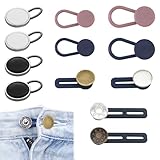 Ebksqs 12 Piezas Extensor de Botones para Pantalones, Extensor de Cintura Ajustable para Vaqueros, Botones de Metal para Mujeres y Hombres, Incluye Varios Tamaños (15MM, 18MM, 19MM)