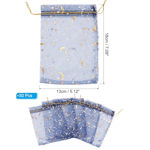 50-Pack Organza Bags for Gifts - Moon & Star Design - Image 3