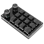 Akozon One Handed Gaming, One Handed Macro Mechanical Keyboard Macro Keypad DIY Programmable Keypad for Office Gaming Ing Keyboard Programmable 12 Key Multifunction (Black)
