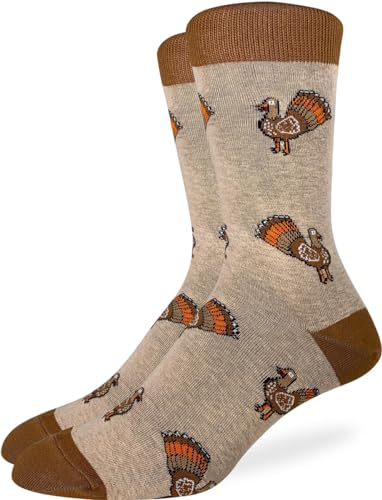 Good Luck Sock Mens Thanksgiving Turkey Socks Adult Shoe Size 7-12