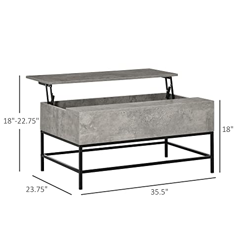 Homcom Modern Lift Top Coffee Table With Hidden Storage Compartment And Metal Legs, For Living Room, Home Office, Grey #TOP2