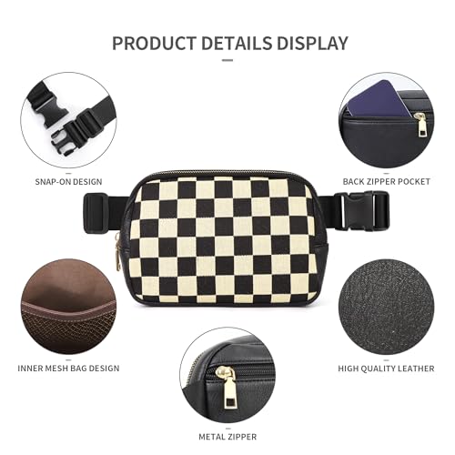 Image of Sling Bag Crossbody Bags For Women Plaid Striped Fanny Packs Chest Bag for Work Shopping
