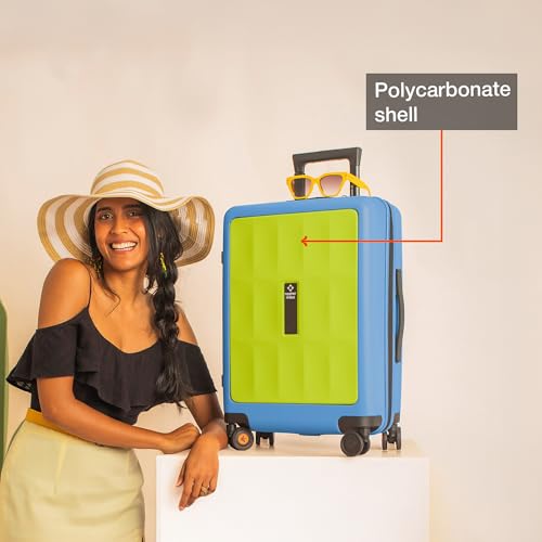 Image of Nasher Miles Zanzibar TSA Lock Hard-Sided Polycarbonate 8 Wheels Double Spinner Cabin Luggage Green Blue 20 inch |55cm Trolley Bag| Suitcase,Small