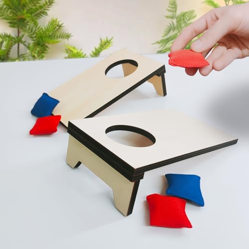 Aiweiluck 2Pcs Mini Tabletop Cornhole Boards, 4.7 Inch W X 7.7 Inch L Wooden Desktop Toss Game With 8 Bean Bags, Portable Game Set For Travel Home Office thumb #2