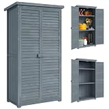 Outsunny Armadio da Giardino in Legno di Abete 87x46.5x160cm Grigio
