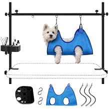LEIBOU H-Shape Pet Grooming Table Arm with Grooming Hammock Tool Holder Noose and Clamp for Dogs and Cats Heavy Duty Aluminum Alloy Frame with 35.4 Adjustable Height and 36.2  50 Adjustable Width