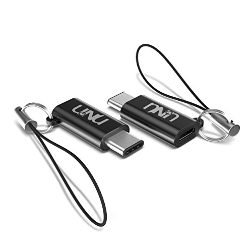 Type C Adapter, 2-Pack UNU USB-C to Micro USB Convert Connector [Keychain] Charger for Galaxy S10 S10+ S10e, Note9, Google Pixel 3, Pixel 3 XL and More Type C Devices [Female-Male] (2-Pack) Black