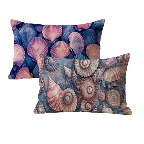 wcusmmog Fundas Cojines 50x90 Juego de 2, Terciopelo Fundas Cojines, Impresión a Doble Cara Caparazón Patrón, Rectangular Decorativas Funda Cojin para Sofá Cama Dormitorio Hogar Exterior Azul D-344