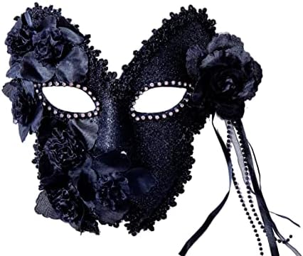 liweiyu Masquerade Mask for Women Shiny Rhinestone Venetian Party Prom Ball Metal Mask, White, 7.2in*6.5in