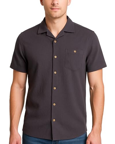 Men's Short Sleeve Camp Collared Button Down Shirts
