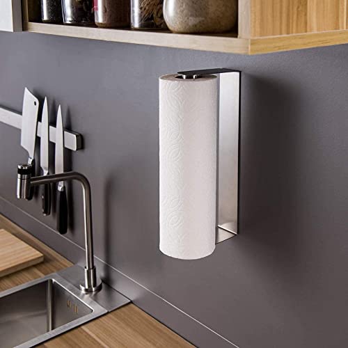 Yigii Toilet Paper Holder + Paper Towel Holder Self-Adhesive For Bathroom/Kitchen Stick On Wall, No Drilling Stainless Steel Brushed #TOP6