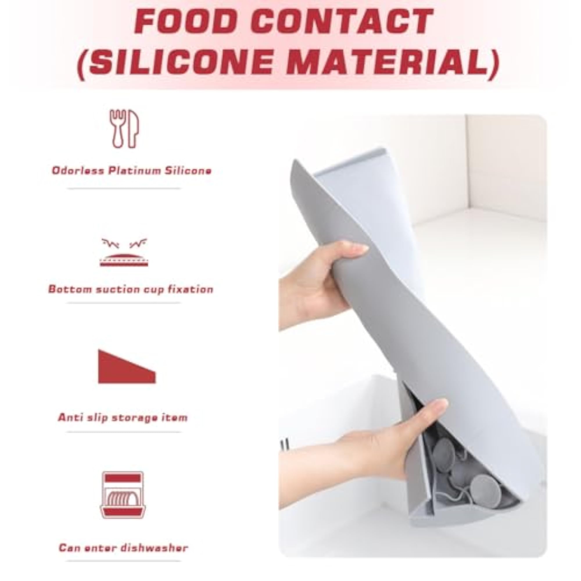 Silicone Sink Splash Guard, 17.7 Inch L-Shape Suction Cup