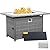 60000 BTU Wicker Gas Fire Pit Outdoor Fire Pit Table 45 Inch Fire Pits for Outside with Woodgrain Marble Tabletop Fire Pit Cover and Blue Crystal Beads