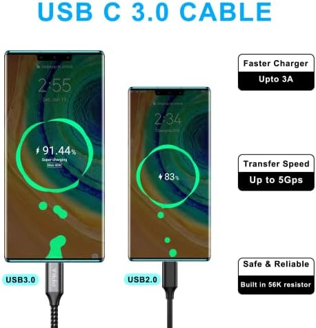PIPIKA 3.0 USB C Charger Cable, [1M] USB C Cable QC Fast Charging Cable Nylon Compatible with Samsung Galaxy Z Flip, S22+,S21 Ultra,Huawei P50 Pro,Mate 40,Google Pixel 6,Xiaomi, OnePlus,Moto,LG
