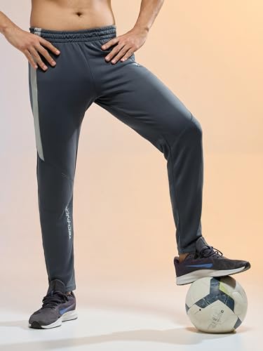 Image of TECHNOSPORT Men's Slim Fit Mid Rise Solid Trackpant with Techno Dry for Gym, Workout & Sports