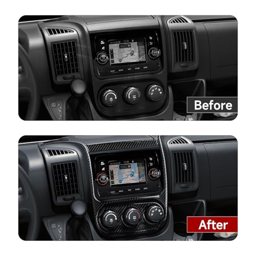 Image of Car Carbon Fiber Navigation Frame Air Conditioner Panel Cover Trim Accessories for Dodge RAM Promaster 1500 2500 3500 2014 2015 2016 2017 2018 2019 2020 2021