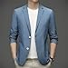 Men's Light Summer Suit Jacket, Men's Summer Lightweight Fashion Blazer, Anti-Wrinkle Slim Solid Lapel Suit Daily Sport Coats Blue