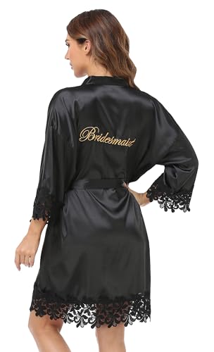 Image of Women's Short Kimono Robe Soft Bride Bridesmaid Robes for Wedding Party Bridal Robes Getting Ready