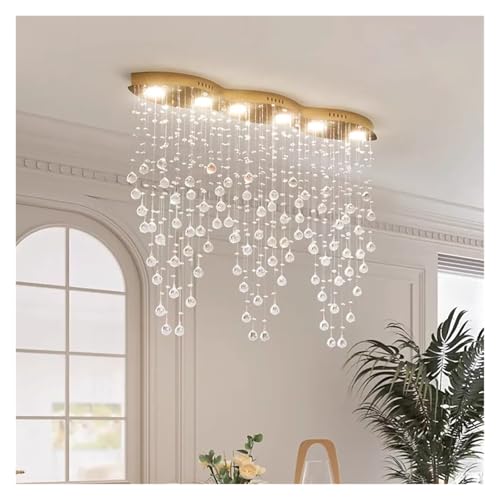 Lustre de plafond en cristal led lampe suspendue longue pour salon et île