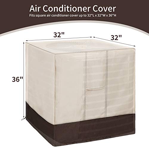 Image of Qualward Air Conditioner Cover for Outside Units, AC Cover for Outdoor Central Unit Heavy Duty Water-Resistant Design - Square Fits up to 32 x 32 x 36 Inches