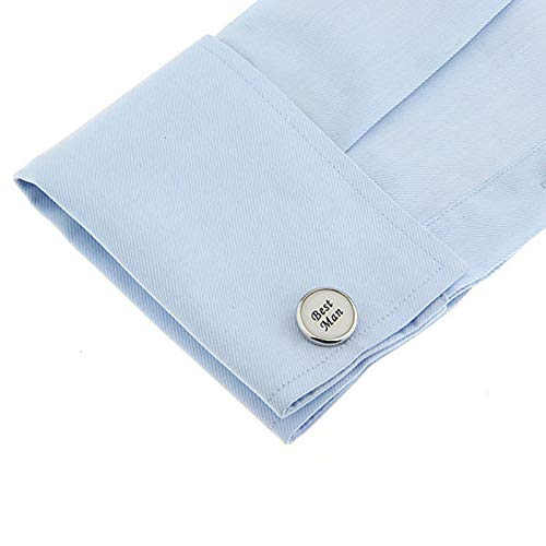 Mancuernillas redondas plateadas para hombre KnBoB miniatura 4