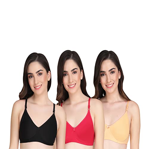Image of Women Non Padded Bra - Made of Pure Cotton Full Coverage Non Wired Soft Cup for T-Shirt Saree Dress and for Everyday