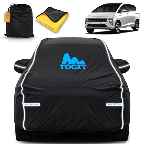 Image of Hyundaii Stargazer Waterproof Long Life Car Cover with Safety Glow Reflective Strap, Premium Velvet Velour Fabric, Soft & Stretchable, Machine Washable, Tri-Stitch Custom Fit with Mirror Pocket