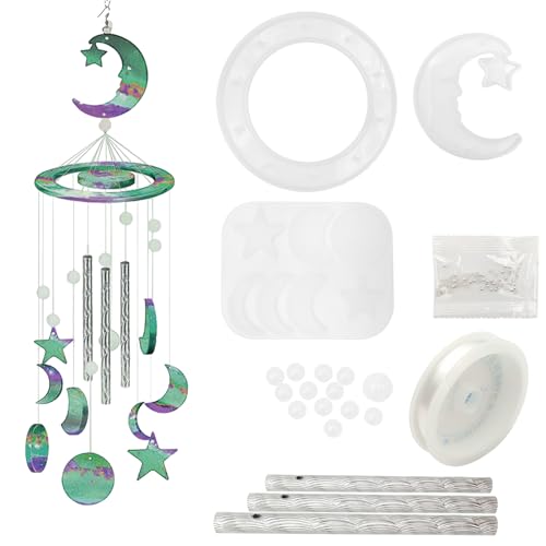 Wind Chimes Resin Molds Moon Star Silicone for Home Decor Create Art DIY Wind-Bell Supplies Epoxy Acrylic Resin Molds Decorations Kit