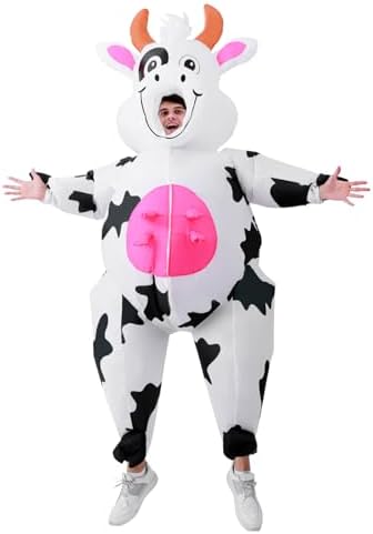 JASHKE Aufblasbares Kuhkostüm für Erwachsene Aufblasbare Kuh-kostüme Kuhkostüm für Damen Herren Halloween Weihnachten