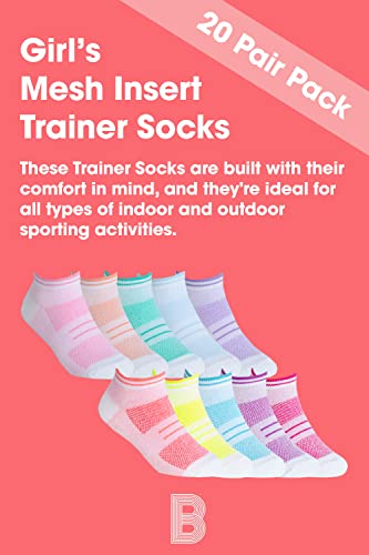 10 Pairs Girls Ankle Sneaker Socks | Sock Snob | Low Cut Soft Short White Socks (7-10 Years, 20 Pairs) #TOP3