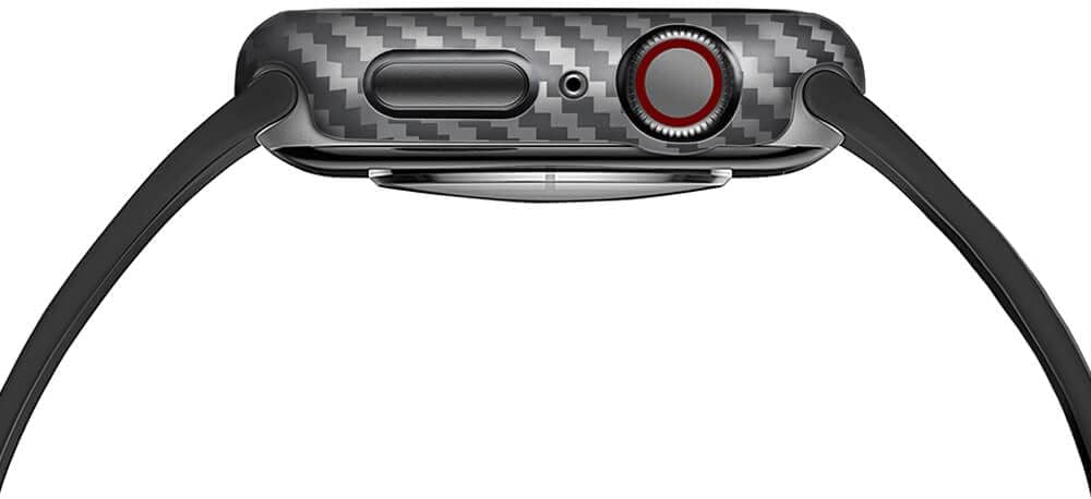 MONOCARBON Real Carbon Fiber Case for 45mm Apple Watch Series 7/8/9,Slim Anti-Scratch Hard Bumper for iwatch S 7/8/9,Military Grade Protective Cover for 45mm Apple Watch-Twill Matte Black
