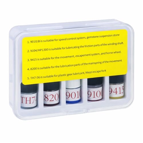 MTLEE 5 Pcs Watch Oil Synthetic Lubricating Oil Kit Smooth Watch Repair Tool Accessories for Movement Maintaining Watchmaker Workers Grandfather Clock
