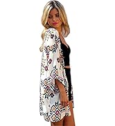 Camisunny Women Chiffon Printed Cardigan Kimono Robe Tops Beach Bikini Cover up Blouse