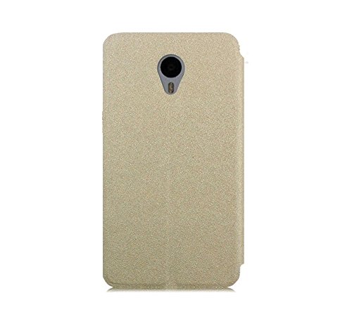 Image of Heartly GoldSand Sparkle Luxury PU Leather Window Flip Stand Back Case Cover for Meizu M2 Note - Hot Gold
