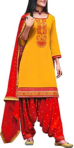 Patiala Stitched Punjabi Salwar Kameez Embroidered Womens Indian Dress Ready to wear Salwar Suit (Choice 6, XS-36)