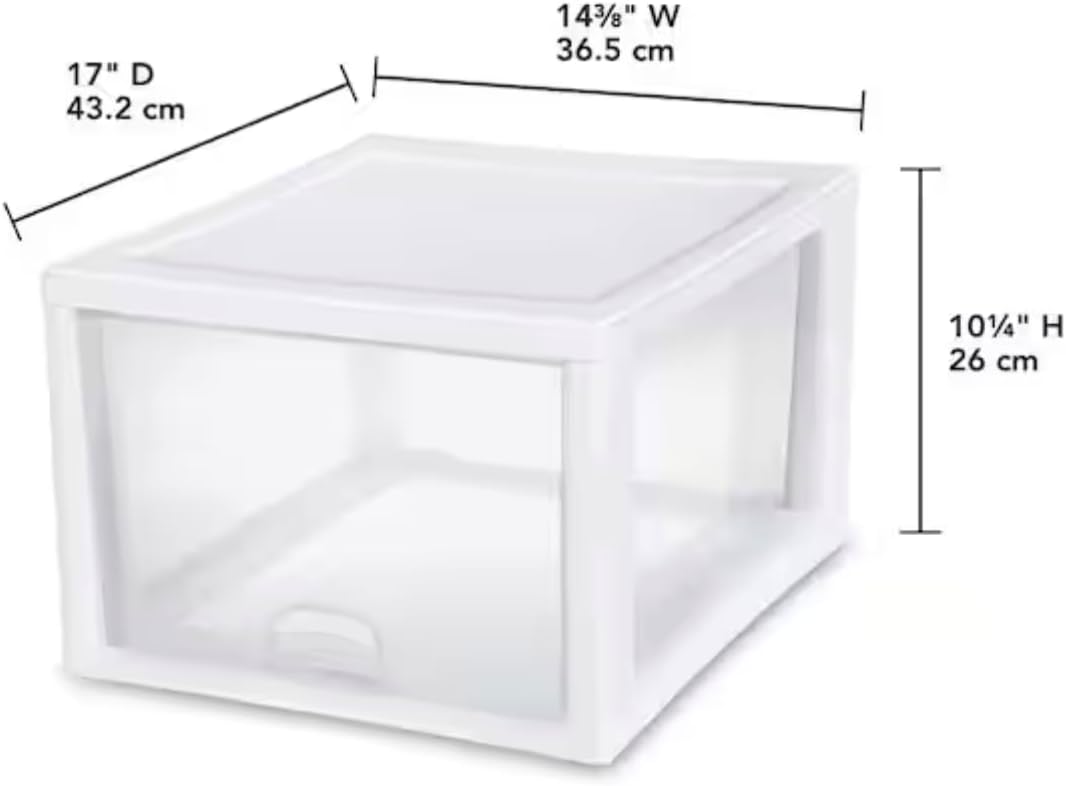 Stackable Transparent Plastic Storage Bin with One Drawer (8-Pack) EM21686